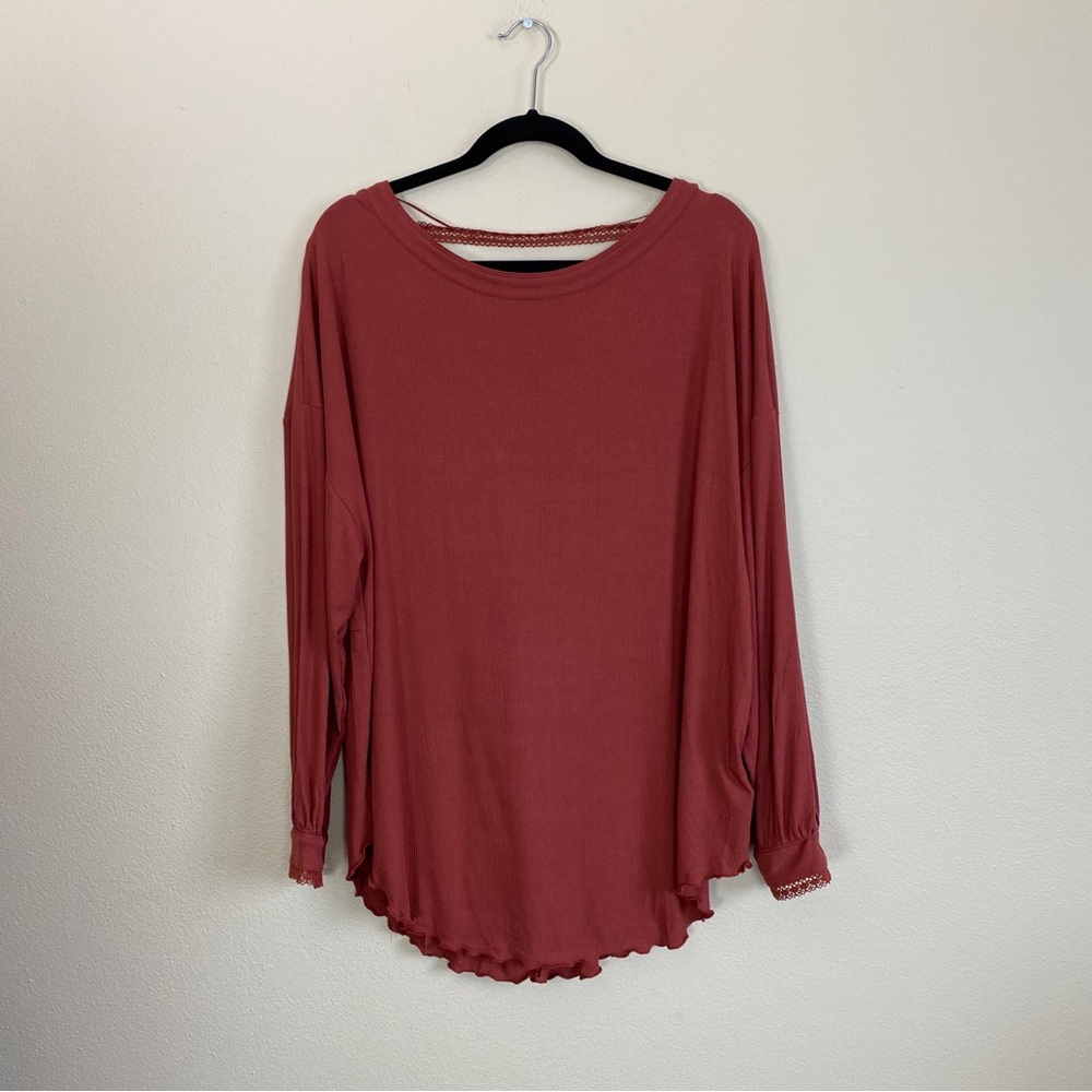 Free People Shimmy Shake Tunic Top Orange Cowboy Loose Slouchy Low Back NWT M L